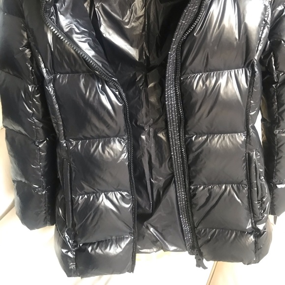 NEW S13 Down Winter Jacket Cold Black Puffer Coat womens warm hood glossy small - Picture 3 of 13